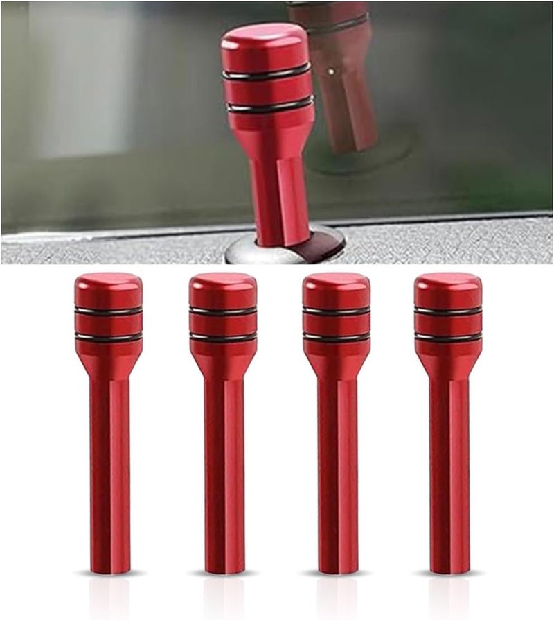 GLSOWEE 4PCS Car Door Lock Knobs, 1.96×0.47 Inch Door Lift Bolt Auto Inner Door Pull Pins, Aluminum Alloy Door Lock Cover Decor, Universal Car Accessories for Most Cars, Trucks (Red) - Image 1